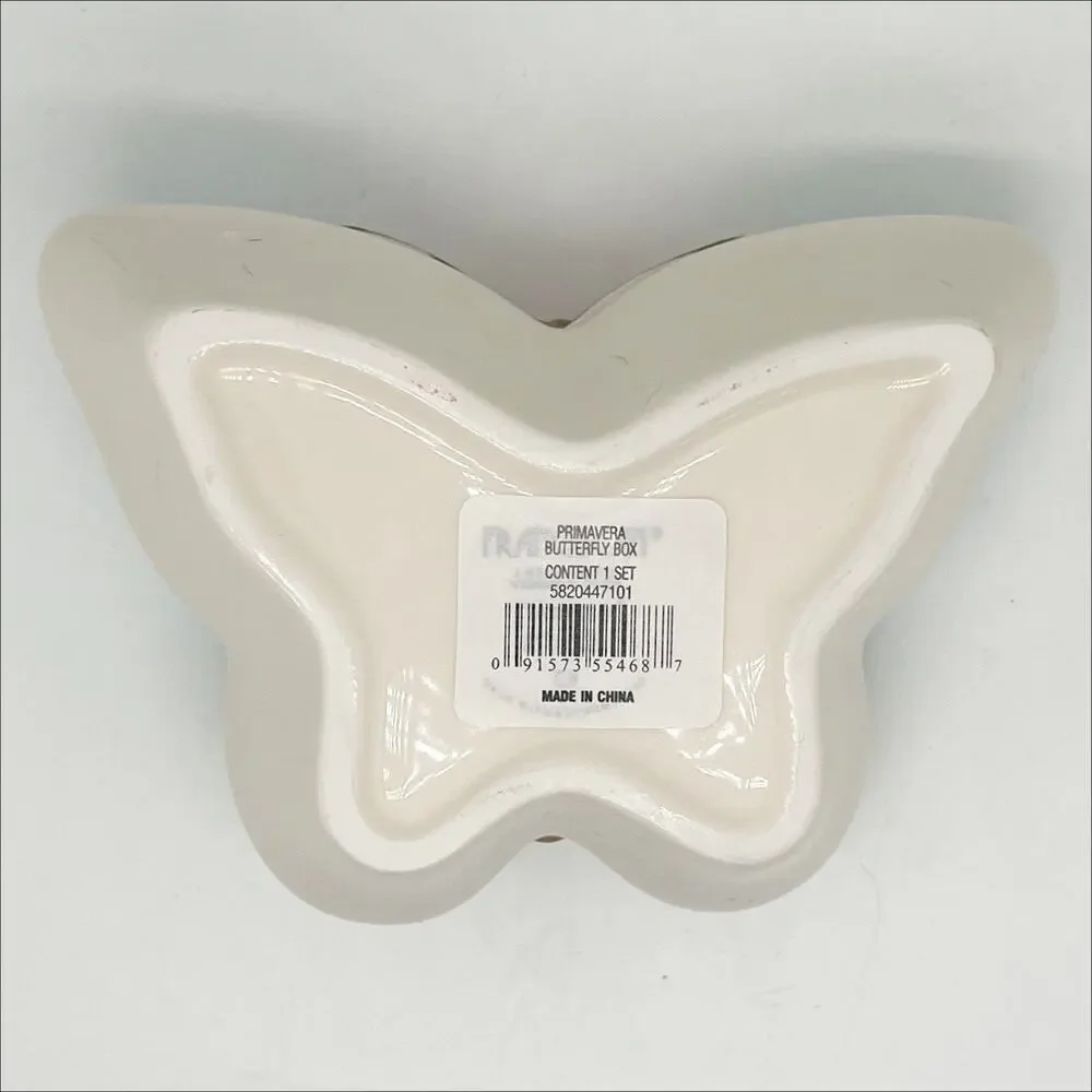 Primavera Franciscan Colorful Butterfly Trinket Box Jewelry Holder with Lid